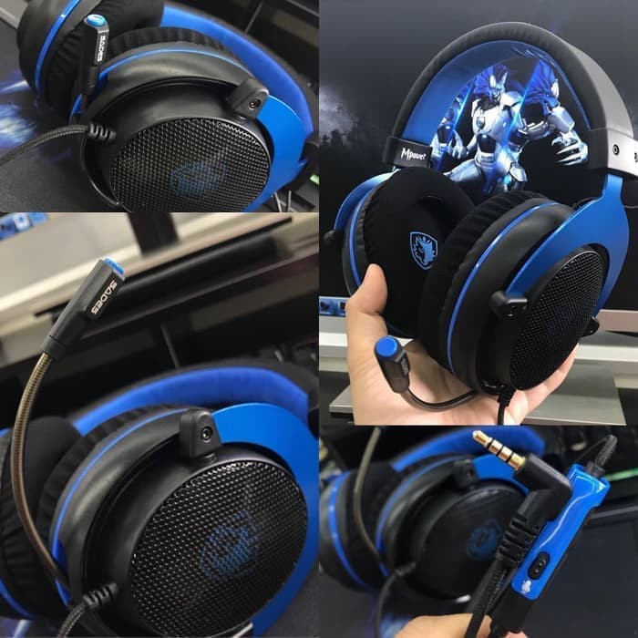 Sades M-Power - Sades MPower Multi Platform Gaming Headset Headphone - Biru