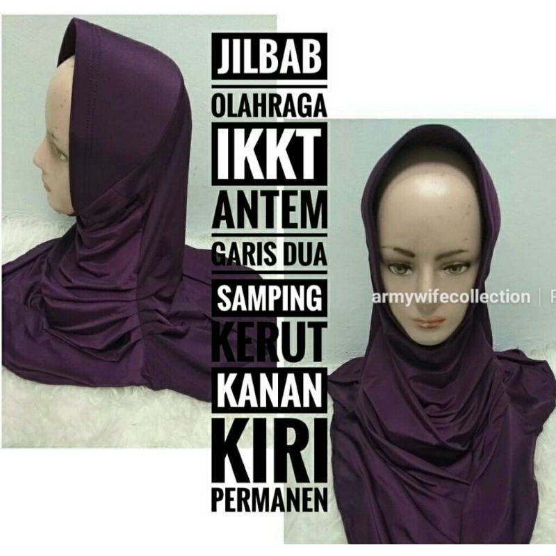 jilbab olahraga ikkt kerut samping
