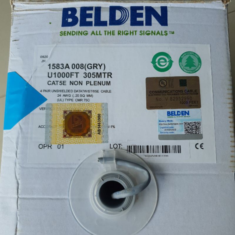 KABEL UTP BELDEN CAT 5E USA ORIGINAL RESMI 1583A 1000 FEET 305M