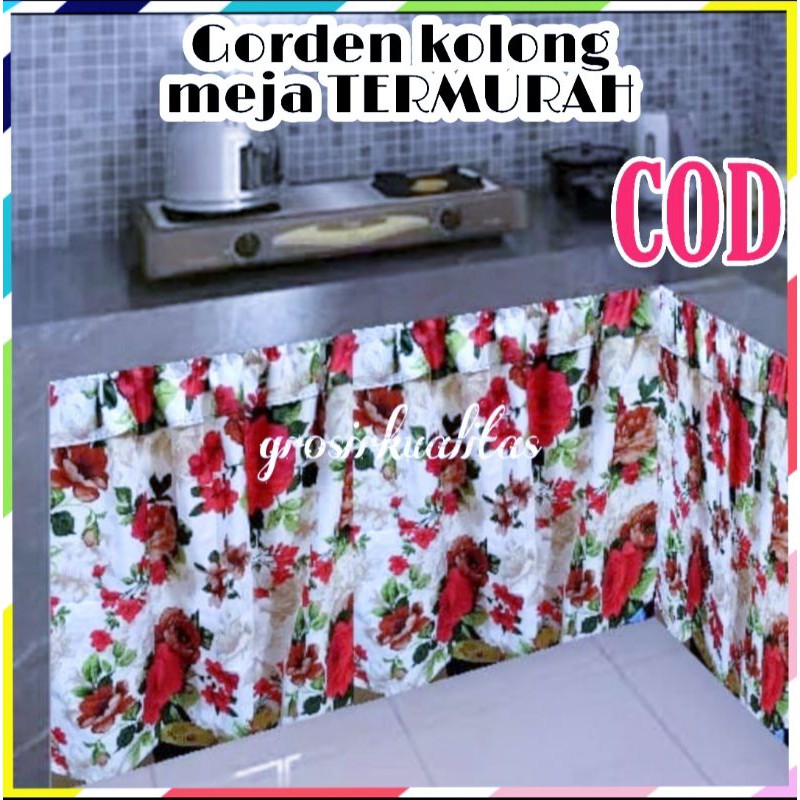 GORDEN KOLONG DAPUR MURAH MINIMALIS KARAKTER KATUN HALUS HORDENG 100 X 75CM HELLOKITI KEROPI BUNGGA