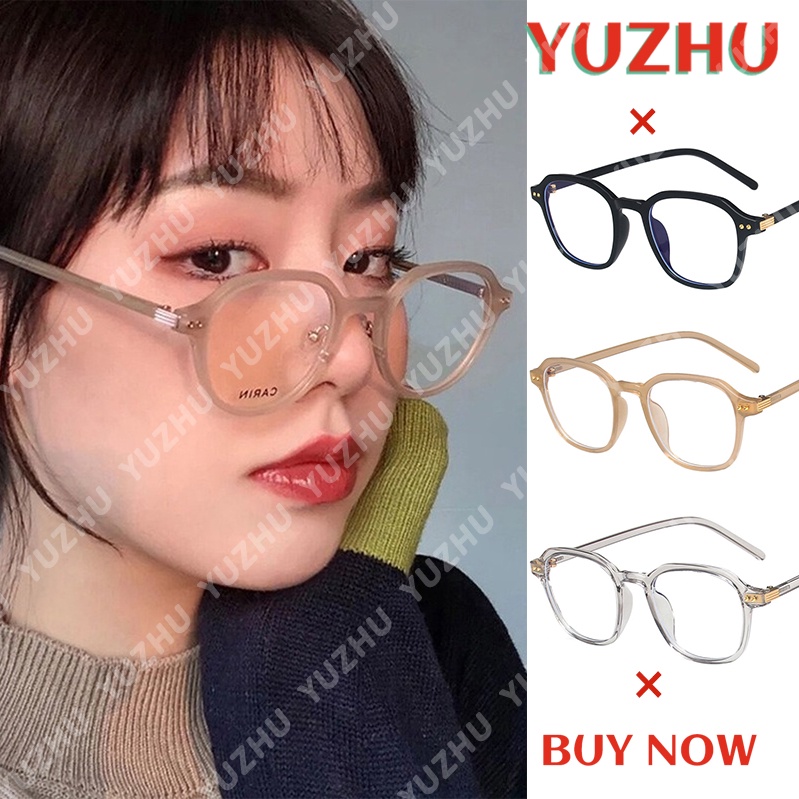 (YUZHU) Korean Fashion Anti Blue Light Polygonal Glasses New Fashion TR90 Square Frame Glasses