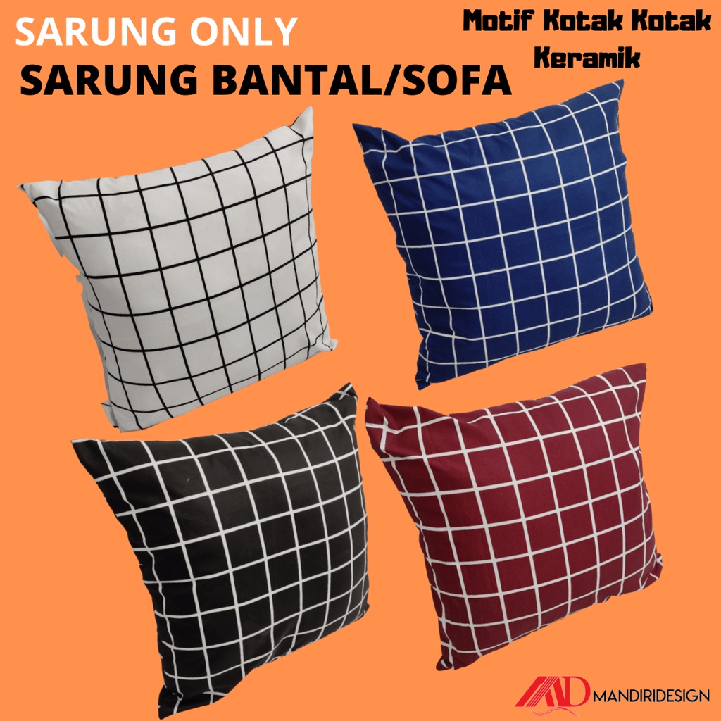 Sarung Bantal Kursi Sofa dan Sopa 30x30 40x40 50x50 60x60 Motif Minimalis Modern Kotak Kotak Keramik