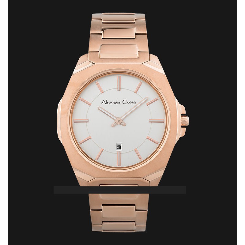 Alexandre Christie AC 8611 MD BRGSL Men Silver Dial Rose Gold