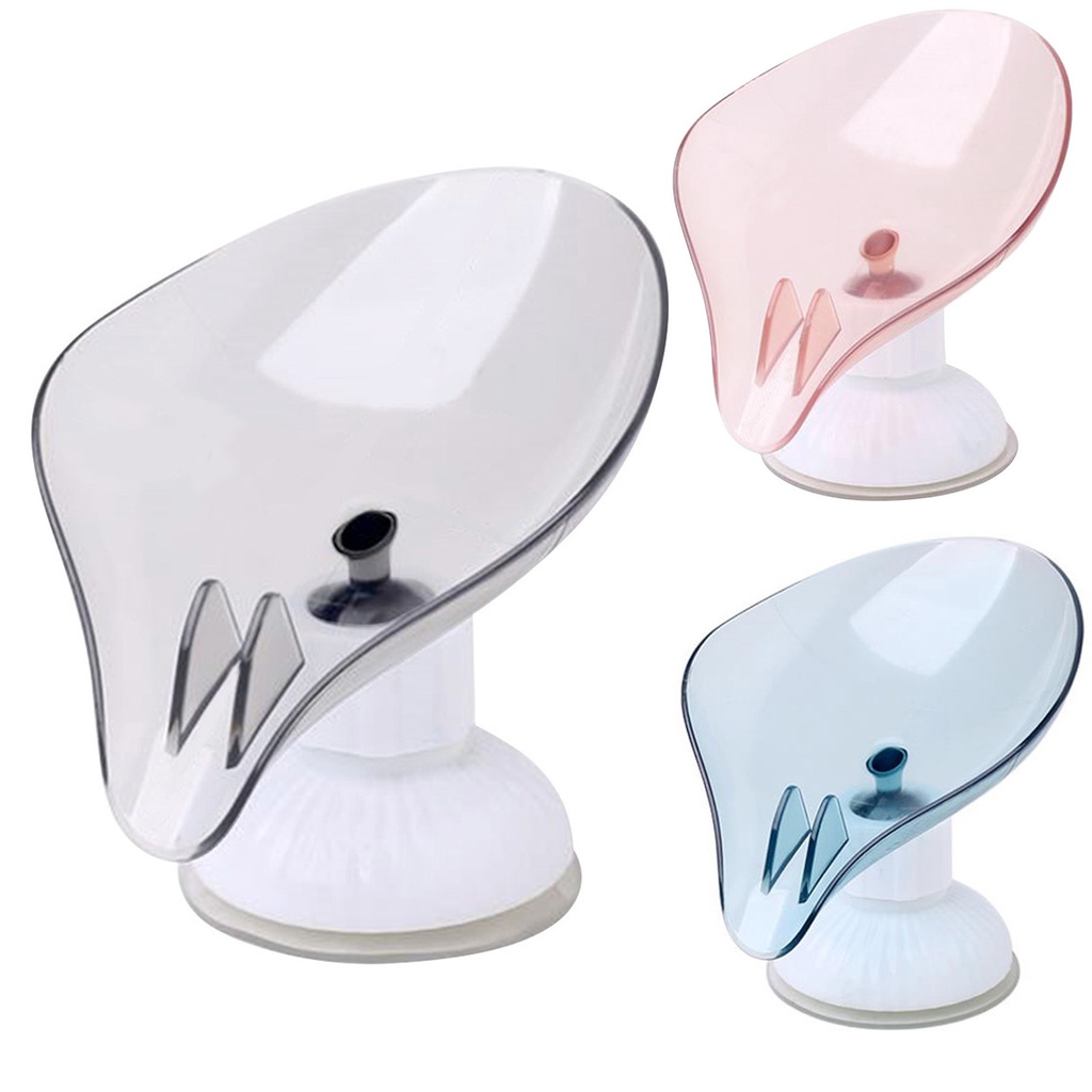 Creative Leaf Shape Soap Holder/Rotatable Suction Cup Fixed Firmly  Drain Soap Box/ Nail-free Toilet Bath Soap Box /Bathroom Tray Organizer Accessories