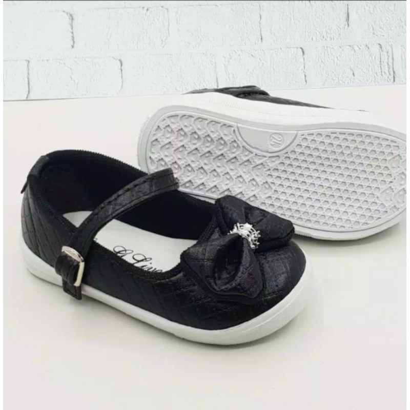 sepatu anak perempuan slip on polos pita lucu size 22-25