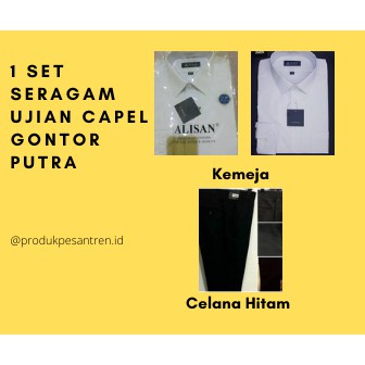 BAJU KEMEJA ALIASAN PUTIH SLIMFIT/ KEMEJA ALISAN PUTIH ORIGINAL/ 1 SET SERAGAM UJIAN CAPEL GONTOR