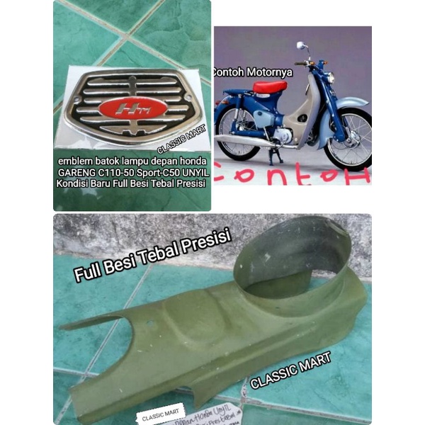 EMBLEM LOGO PANEL DADA BATOK LAMPU DEPAN HONDA GARENG C110-C50 SPORT PISPOT UNYIL