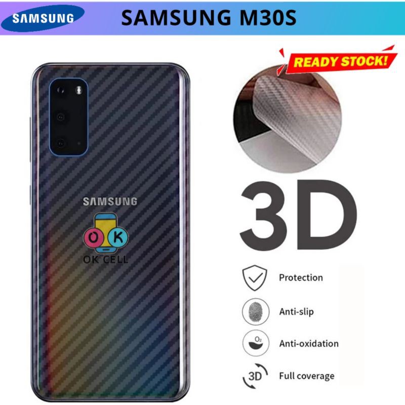 Skin Carbon 3D Samsung M30s - Sticker Garskin Karbon Fiber Samsung M30S Anti Gores Belakang Premium