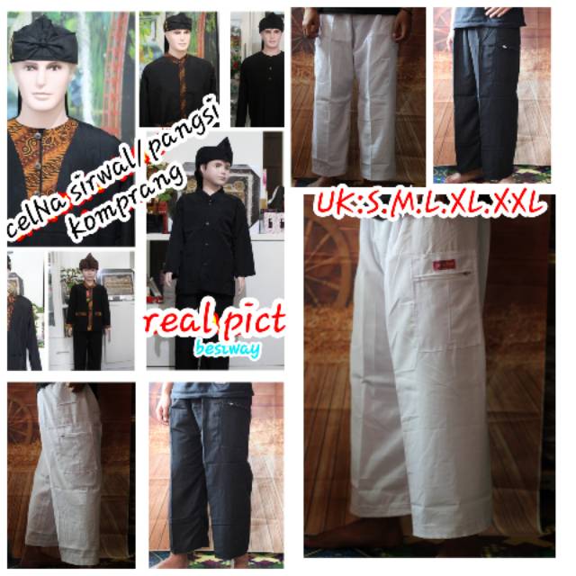 Celana sirwal pangsi/silat komprang warna hitam, putih, biru, merah dll