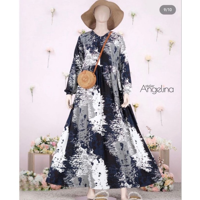 SARAH DRESS SAND ON THE BEACH NAVY GREY ATELIER ANGELINA SIZE L