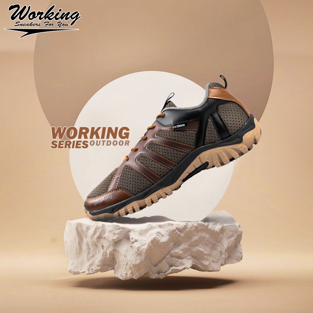 Sepatu Pria Original Working CB-03 // Sepatu Hiking Anti Air Gunung Adventure Touring Outdoor Shoes