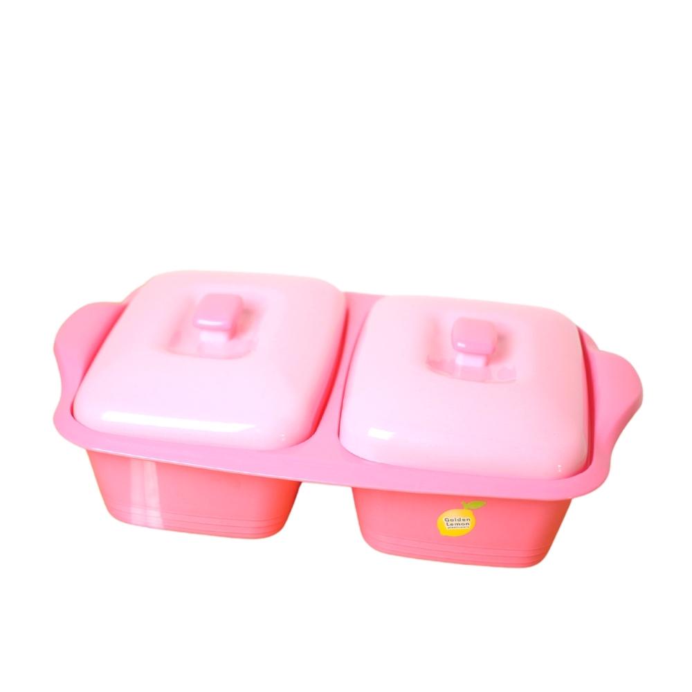 Wadah Saji  Prasmanan Tutup Segi 2 pcs Pink BTS 170  - 2 Pi