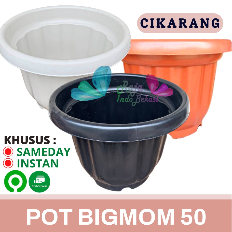 ONLY SAMEDAY AND INSTAN Pot BIGMOM 50 Hitam - Pot Besar Jumbo 50cm Pot Besar Plastik Bahan Tebal - Pot Besar Jumbo 100cm 50cm 40cm Putih Tinggi Hitam