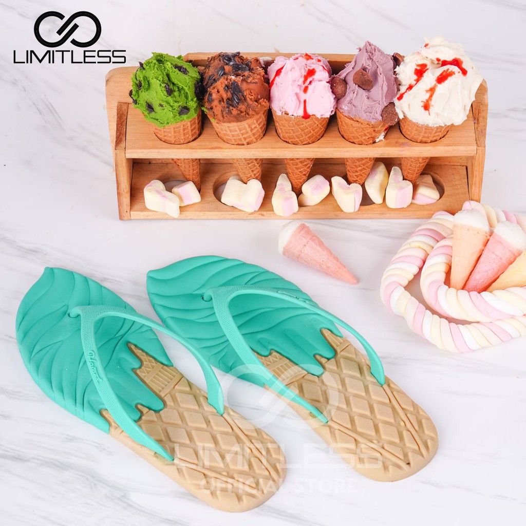 ICE CREAM Sendal Jepit Wanita Blackpink Sandal Slip On Wanita Slop Cewek Teplek Terbaru Import Korea