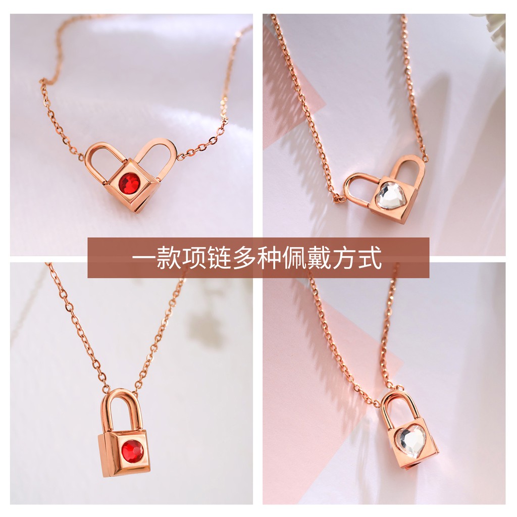 [New] Kalung titanium mini korea model gembok hadiah wanita cewek KK117