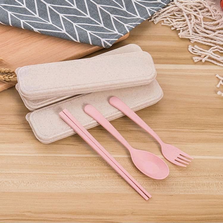 Set Peralatan Alat Makan 3 in 1 Serat Gandum / Wheat Cutlery Set 3 in 1 Sendok Garpu Sumpit