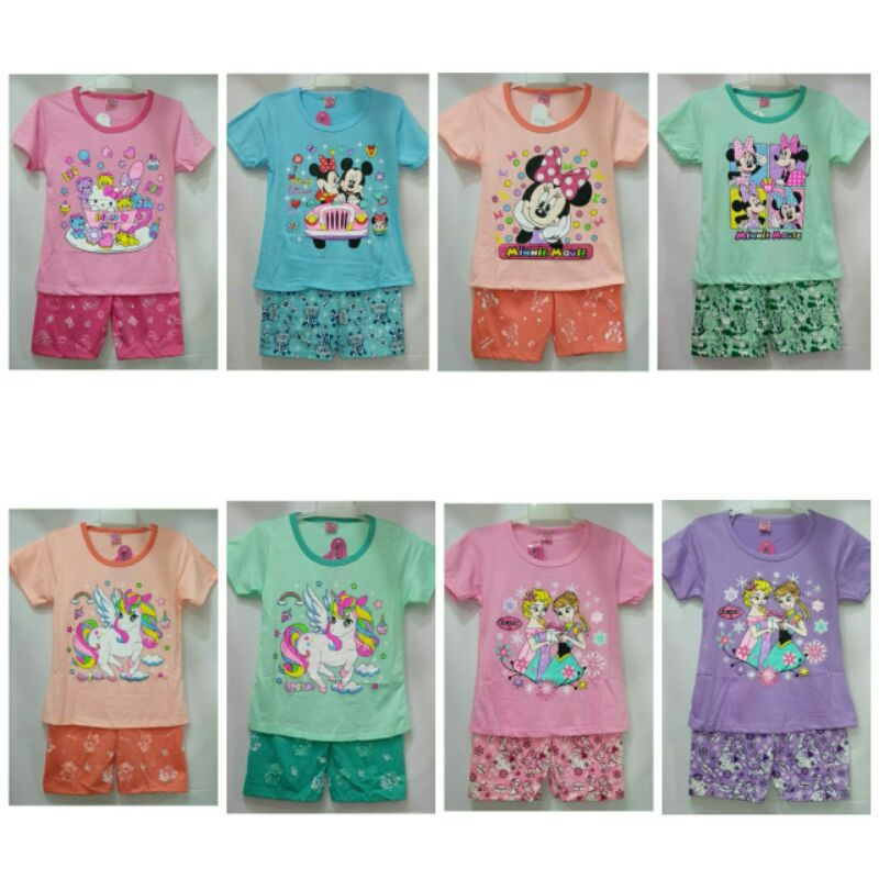 baju tidur setelan anak perempuan motif random usia 6tahun valee kids