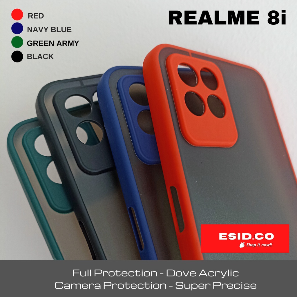 Case Realme 8i Camera Protection Frosted Acrylic Dove Matte