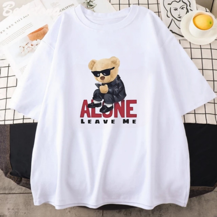 Kaos Dewasa Beruang Leave Me Alone Print DTF standar Distro