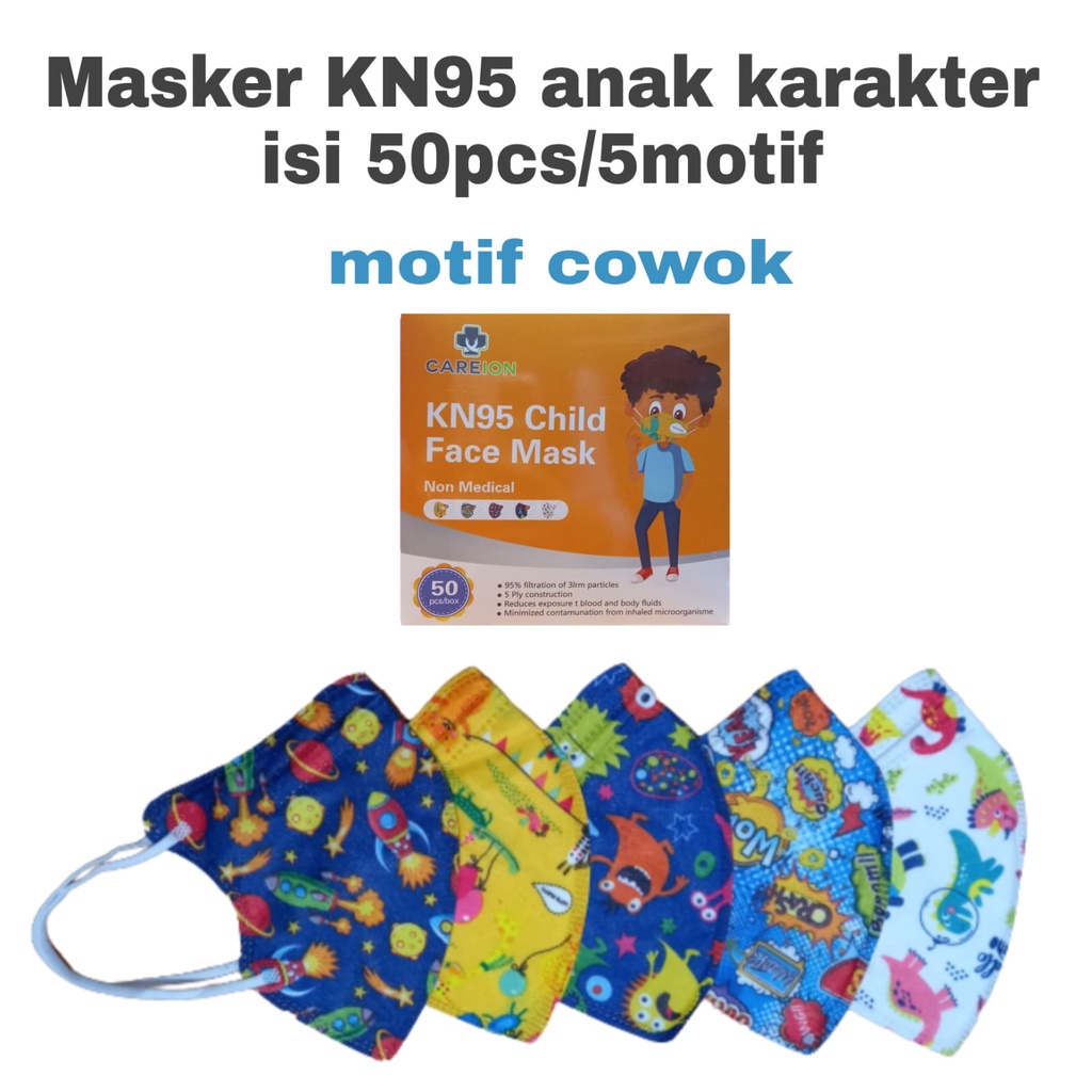 MASKER KN95 CHILD 5PLY ISI 50 PCS MASKER KN 95 KIDS FACE MASK EARLOOP