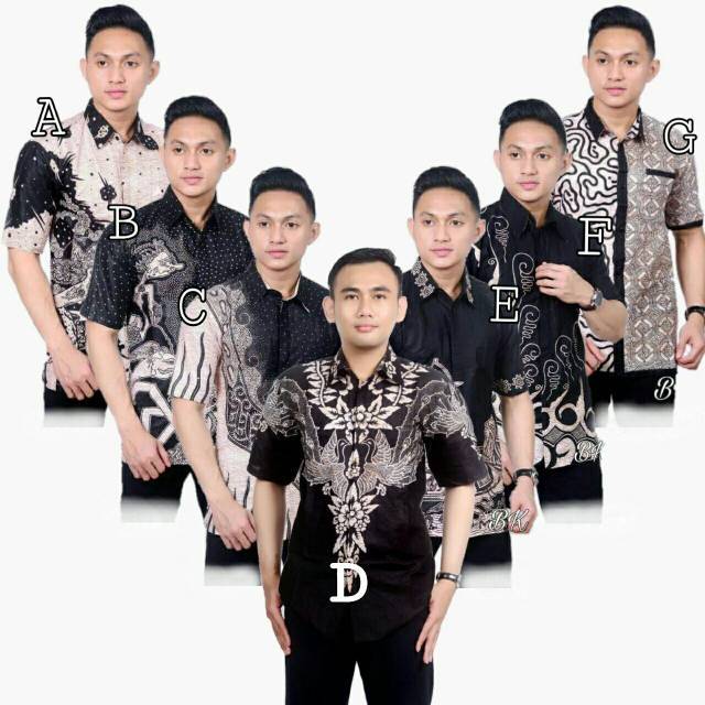 BSWART Batik HRB026 Kenongo Hem Pendek Padi Pekalongan M L XL Batik Pria MURAH Modern Grosir