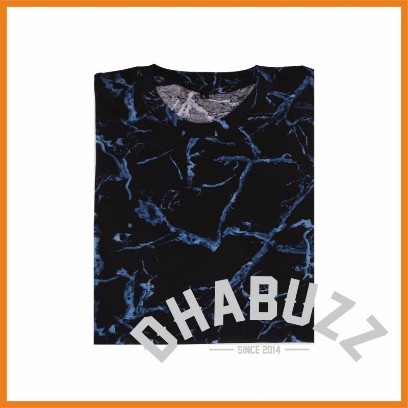 Dhabuzz kaos motif t-shirt tie dye blue crack cotton combad