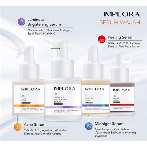 ★ BB ★ IMPLORA Face Serum | Serum Wajah Acne | Brightening | Peeling | Midnight Serum | SkinCare