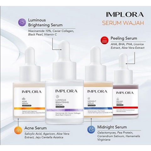 IMPLORA Face Serum / Serum Wajah Acne / Brightening / Peeling / Midnight Serum BPOM / Skin Care Skincare (VH)