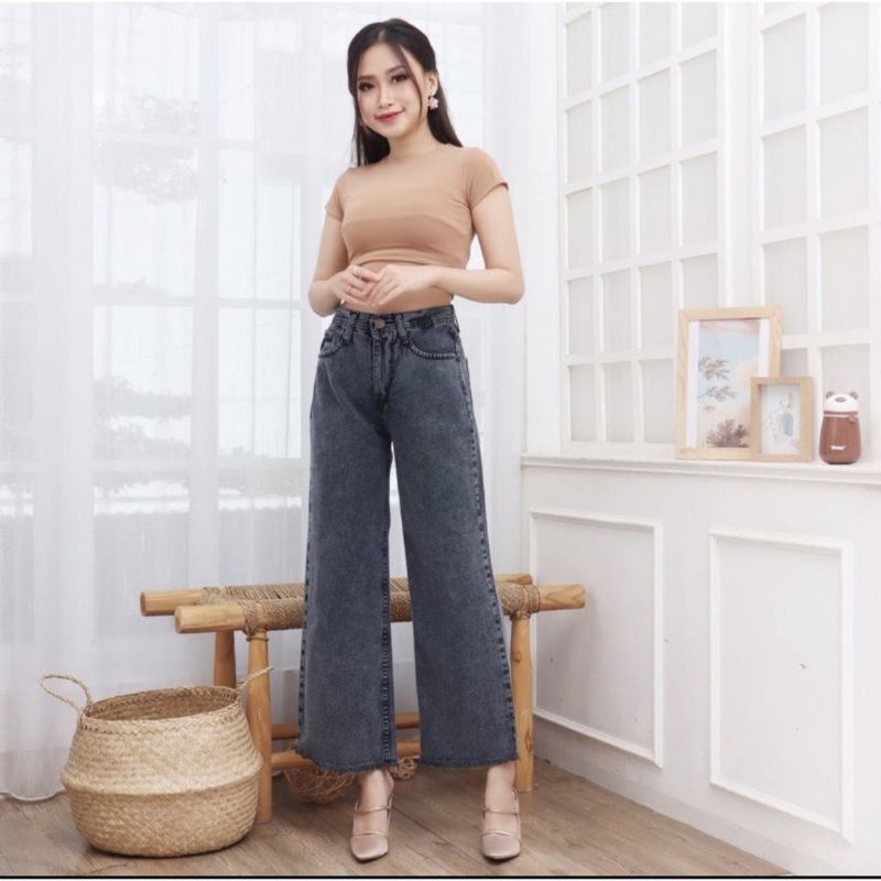 1KG MUAT 4PCS | ABIGAIL FRINGE KULOT HIGHWAIST JEANS DENIM RAWIS HITS OOTD FASHION SELEBGRAM WANITA