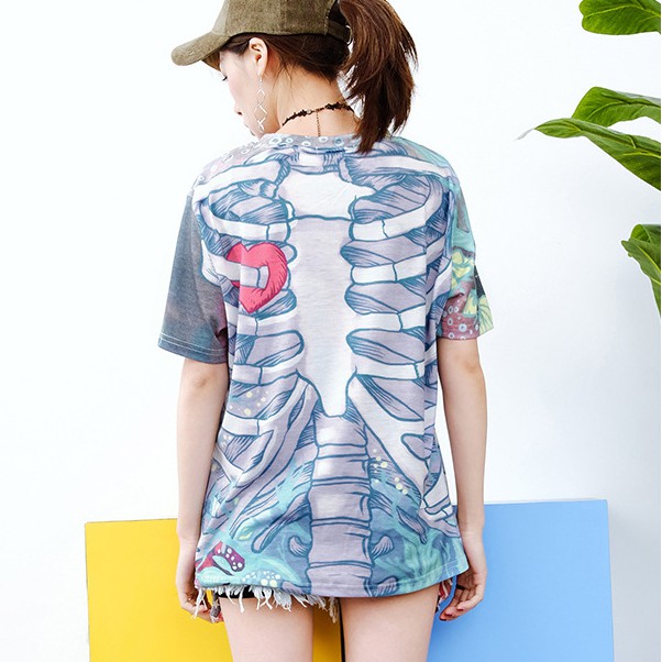 KBS-41 kaos wanita full print high quality import korea jepang katun cotton big size oversize