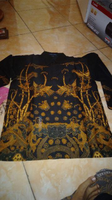 Hem Bambu Sogan Kemeja Batik Pria Lengan Panjang Full Furing Katun Sragen Solo Baju Murah Jumbo Xxl