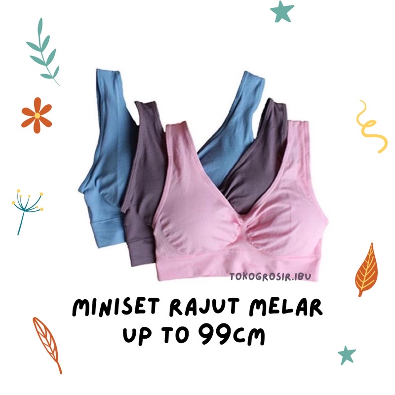 Miniset BH Beha Bra Sport Rajut Tanpa Busa Import Jumbo Big Size / Miniset Anak Perempuan Jumbo