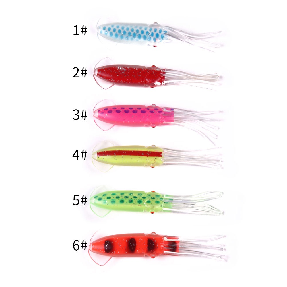 Hengjia 6Pcs/Pack Umpan Pancing Softlure Bentuk Cumi-Cumi 10CM 6 Warna Luminous Untuk Air Tawar / Asin