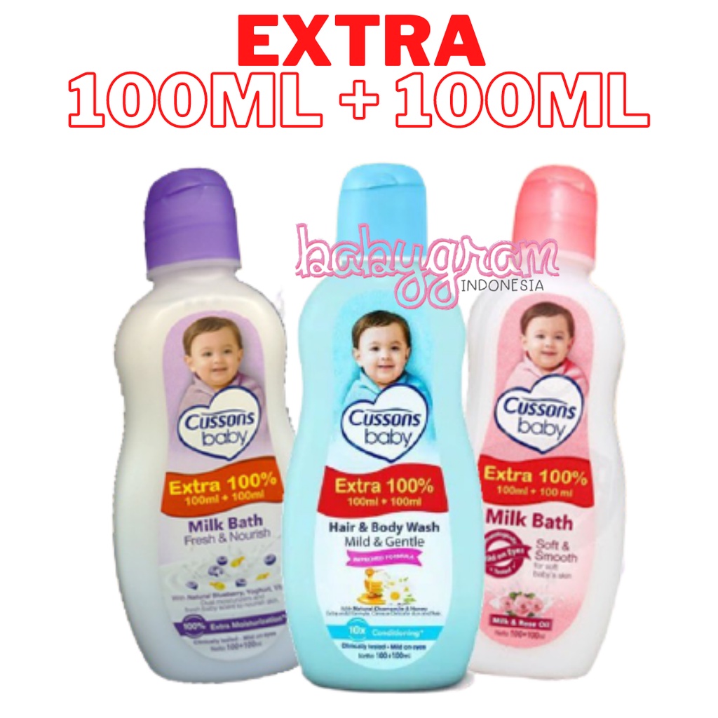 Cussons Baby Hair and Body Wash / Milk Bath 200ml / 100+100ml Sabun Mandi Bayi Anak Liquid Soap