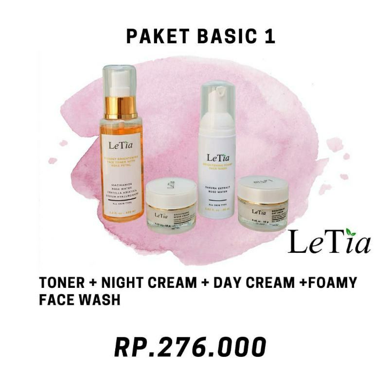 letia brightening rose series / paket advance / paket lengkap skincare