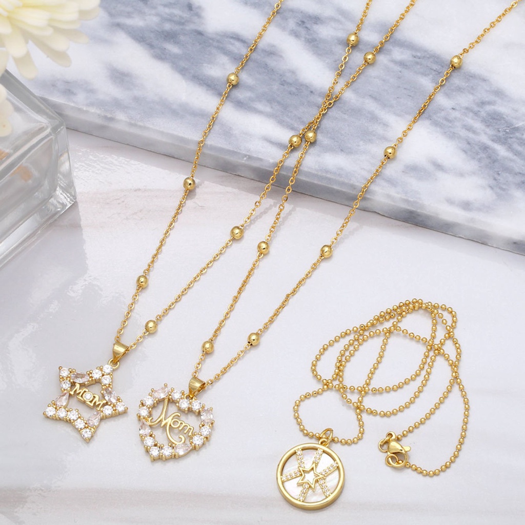 Hu Hu Hu Hu Hu Alat Bantu Pasang Kacamata♡ Kalung Electroplating Bentuk Bintang Aksen Berlian Imitasi Tahan Lama Untuk Wanita