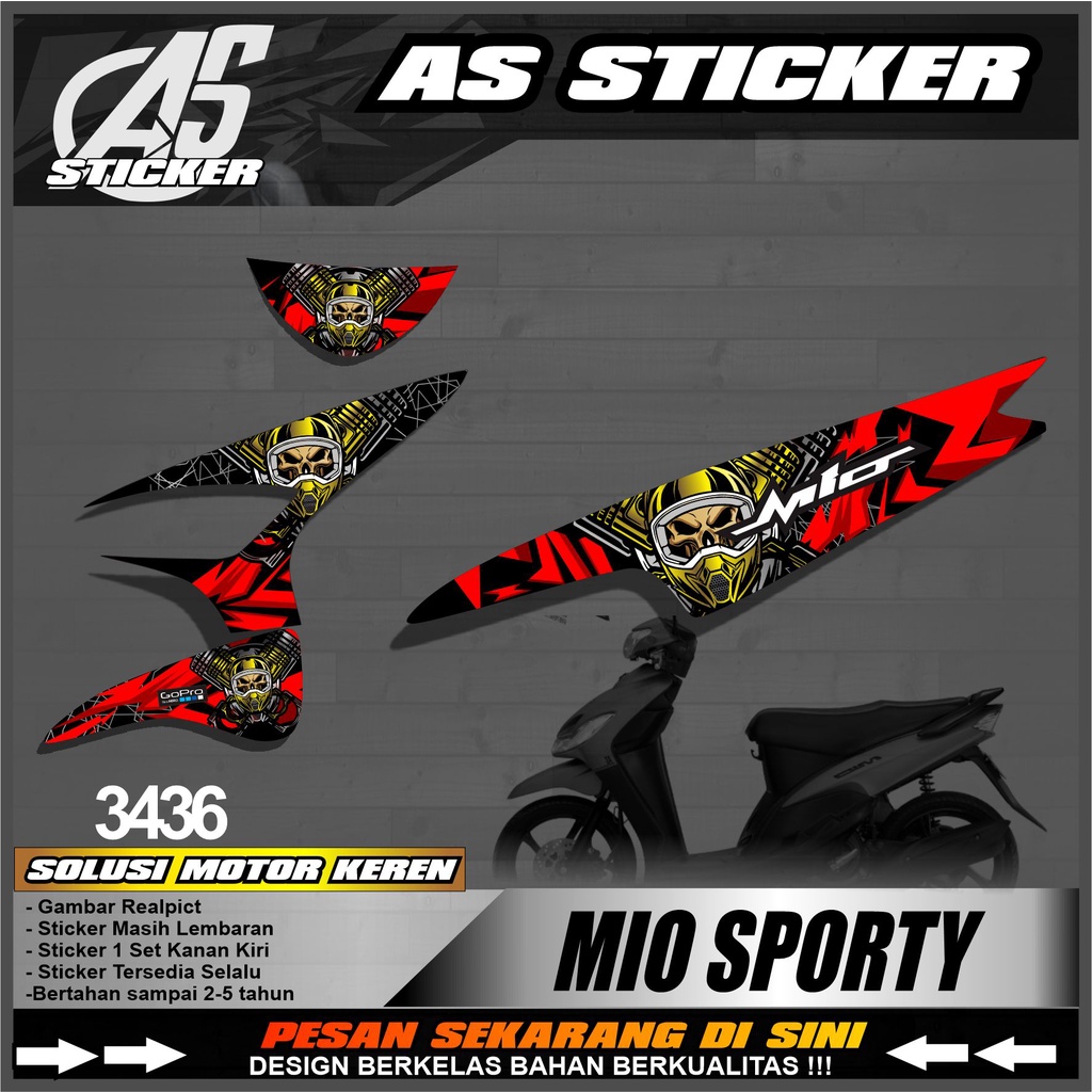 3436 Striping Sticker Mio Sporty Desain Supermoto Racing Semi full