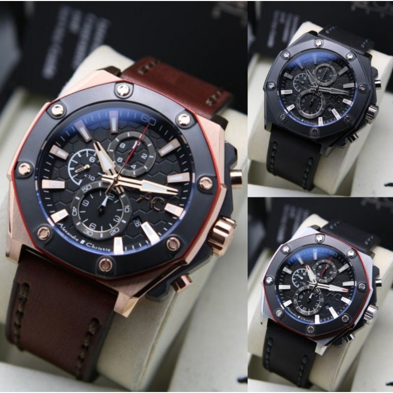 Jam Tangan Pria Original Alexandre Christie AC-9601/ac9601/AC9601/Ac9601/9601 KULIT