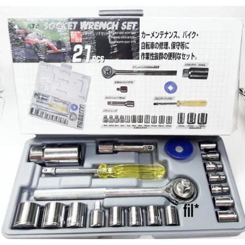 Kunci Sok set 21 pcs socket wrench motor toolbox kunci sok