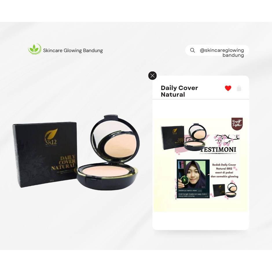 Daily Cover Natural SR12 Bedak Padat Pelindung Wajah Dari Sinar Matahari Compact Powder Anti Luntur Waterproof Tahan Lama Ringan Dipakai Glowing Sempurna