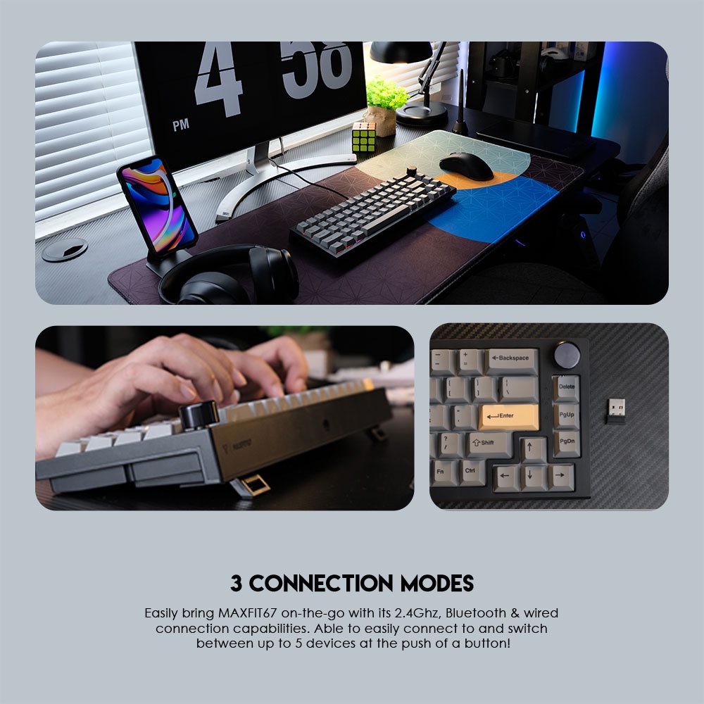 Keyboard Gaming Wireless Mechanical RGB Fantech MAXFIT67 MK858 Hotswapable Wireless RGB Mechanical Gaming Keyboard