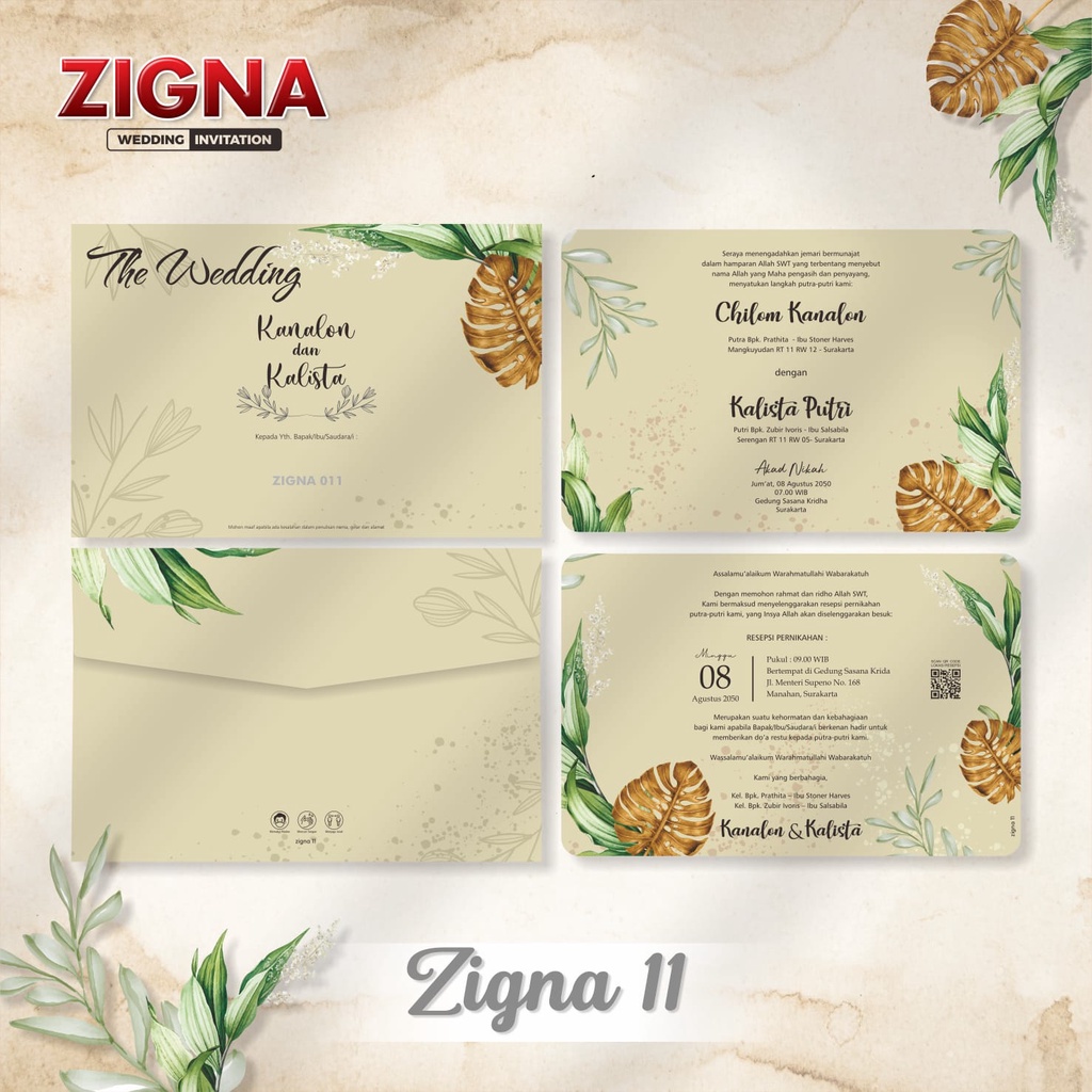 ZIGNA 011 (Amplop + isi) Blanko Undangan