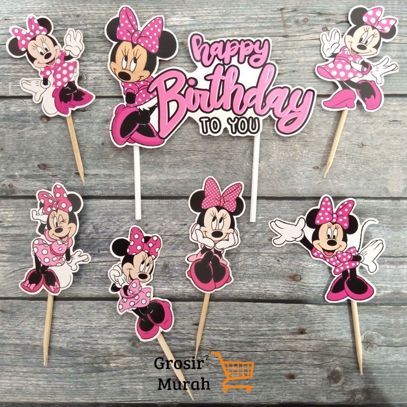 Cake Topper Minnie Mouse/Topper Kertas Minnie Mouse
