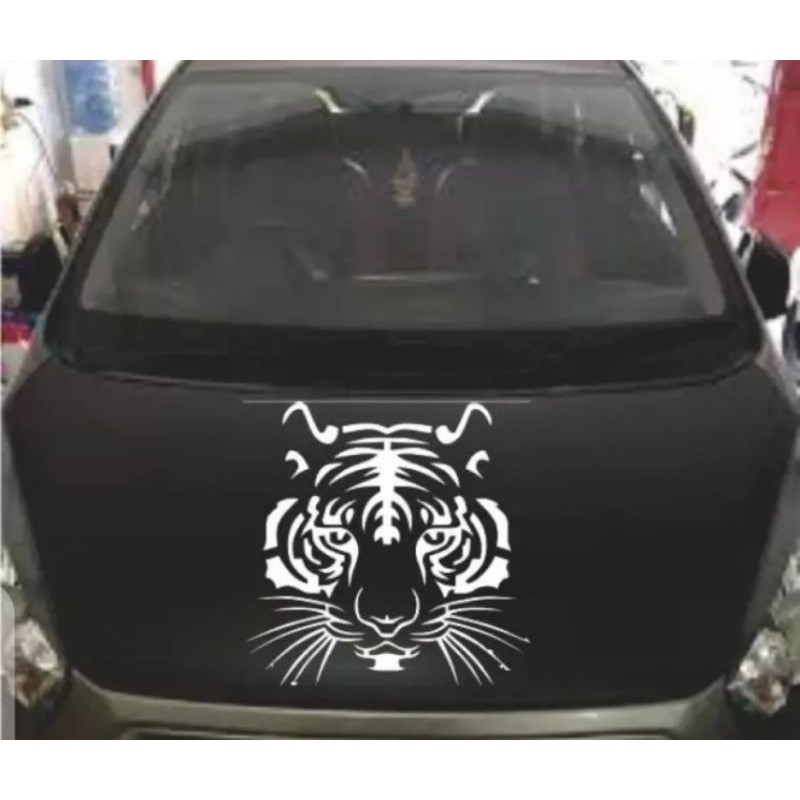 Stiker Vinyl Tahan Air Motif Harimau Warna Hitam Untuk Mobil