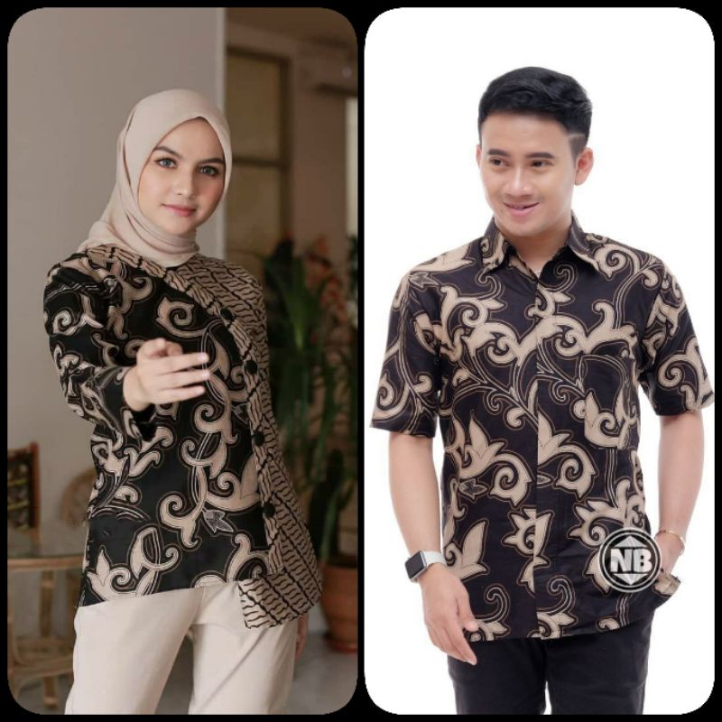 BAJU BATIK COUPLE MODERN Monalisa Genes MERAH BIRU TOSCA UNGU ORANGE M,L,XL asli