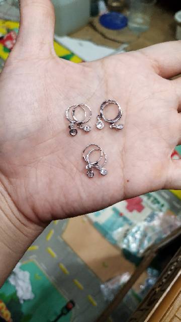 Anting kenip mata gantung perak asli silver 925 6