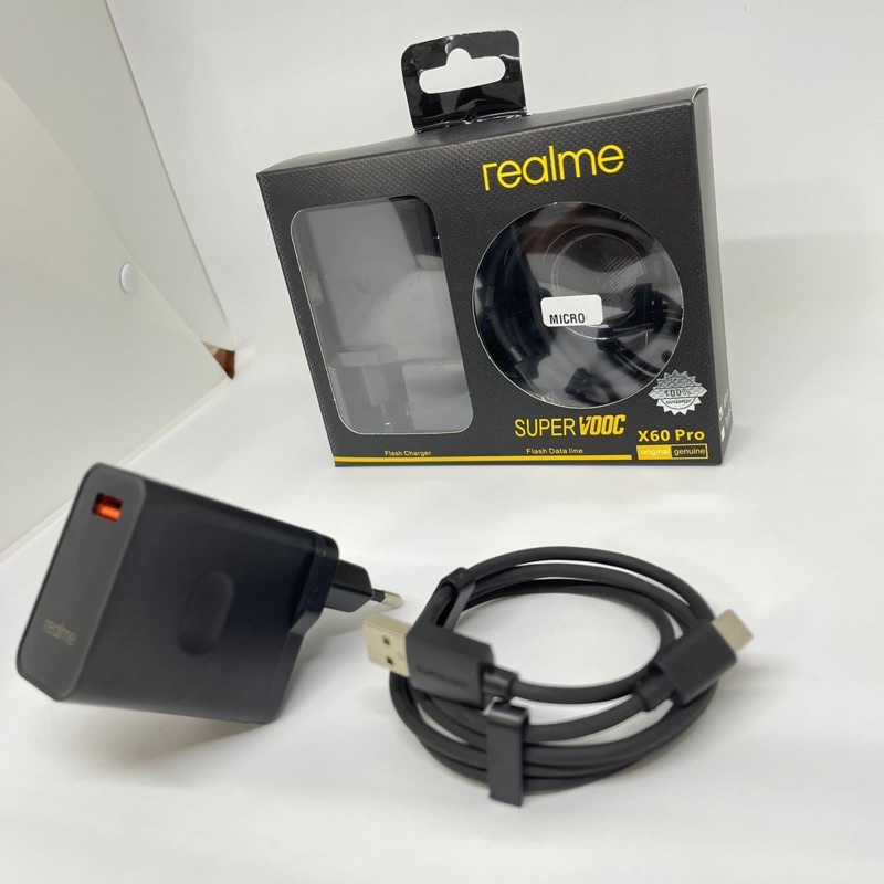 SEN - Charger REALME 30W X60PRO BLACK USB Type-C / Micro USB Super VOOC Fast Charging