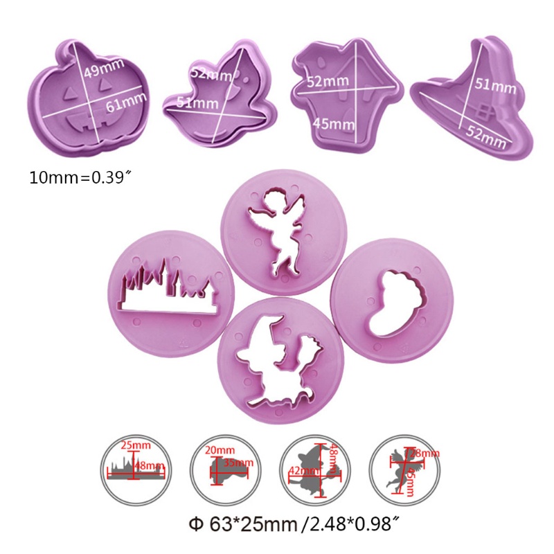 8pcs Cetakan Pemotong Kue Bentuk Kartun Rumah Labu 3D Tema Halloween Untuk Dekorasi