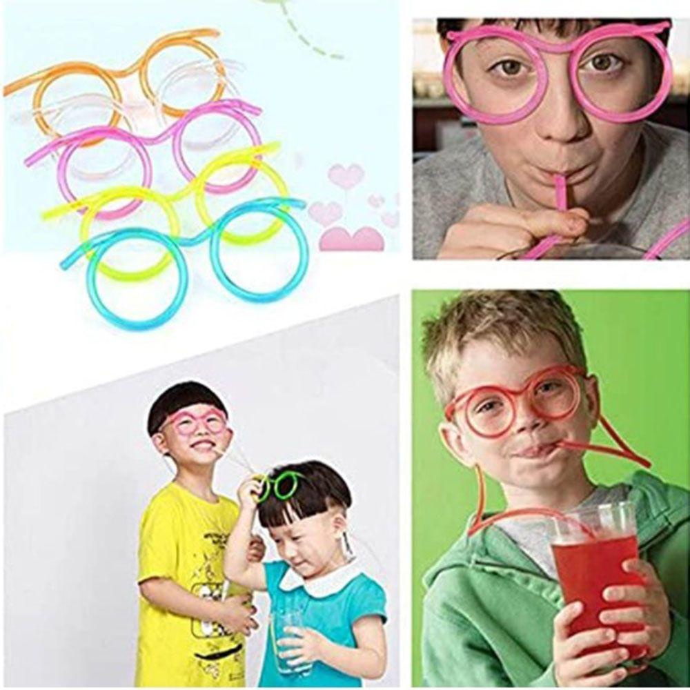 Solighter Kacamata Jerami Ulang Tahun Bar Mainan Reusable Untuk Anak-Anak DIY Glasses