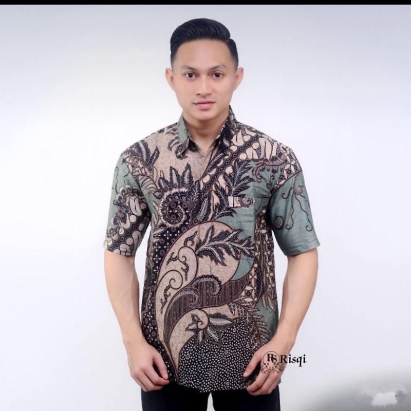 SIZE M L XL XXL XXXL BSWART Batik HRB026 Kenongo Hem Pendek Padi Pekalongan M L XL Batik Pria